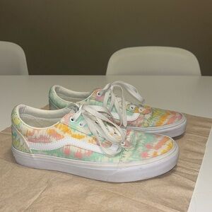 Women’s Vans Ward Psychedelic Tie Dye Canvas Sneakers Skate Shoes Low Top sz 9